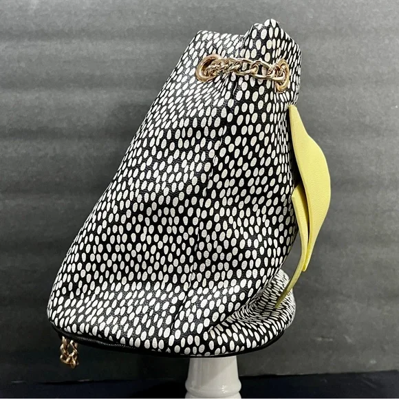 Betsey Johnson Yellow & Black Polka Dot Bow Tote - Picture 5 of 11